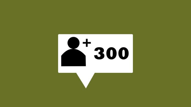 Speech bubble with a person icon and counting up. Social media followers - Counting up to 500 people following animation on green background. 4K,, 
