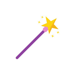 Illustration of a magic wand with a star and sparkles around
