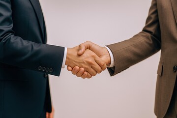Professional Business Agreement: Close-Up of Handshake Between Two Businessmen in Suits, Signifying Partnership, Success, and Collaboration
