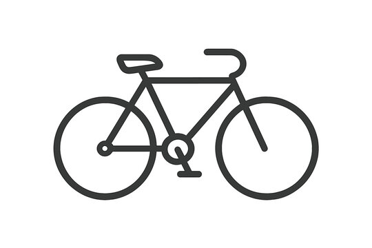 Bicycle outline icon. Minimal linear bike symbol. Urban transport illustration. Eco friendly commuting concept. Simple cycling silhouette. Editable stroke vector isolated on transparent background.