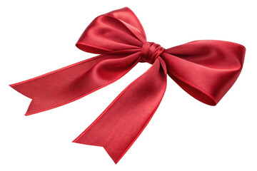 Red satin bow isolated on transparent background