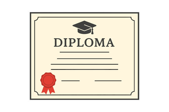 University, college, or school diploma certificate for graduate success and course completion, blank graduation test award document, alumni achievement and academic degree concepts - Powered by Adobe