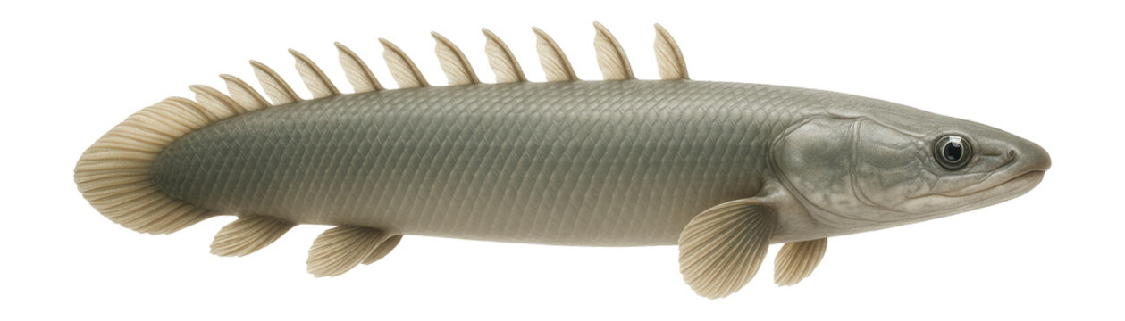 Polypterus senegalus with elongated body and distinct dorsal finlets