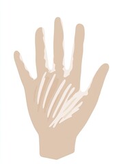 Light beige hand, palm up, stylized lines
