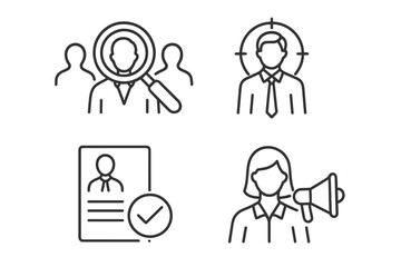 Delivery and Logistic Icons Set of 4 in Minimalist Line Style, Vector Illustration of Shipment, Package Tracking, Verified Delivery, and Customer Support on Transparent Background