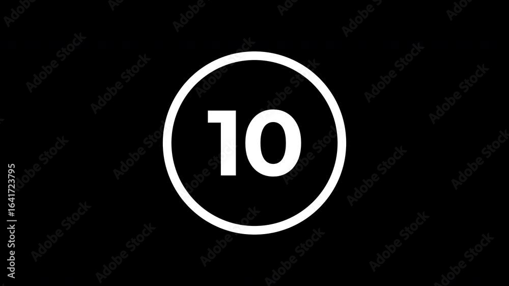 Wall mural countdown timer from 15 to 0 second on black background animation. circle 15 second countdown timer 