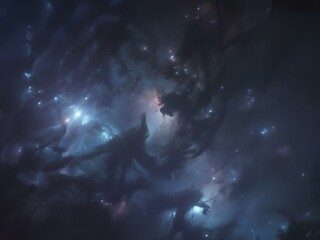 Cosmic Nebula Swirls With Bright Stars space galaxy