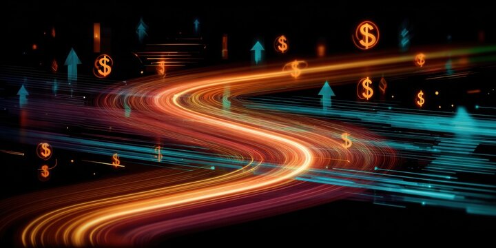 financial growth abstract light trails