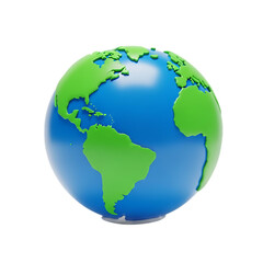 Fototapeta premium Stylized 3d render of planet earth showing north and south america, isolated on transparent background