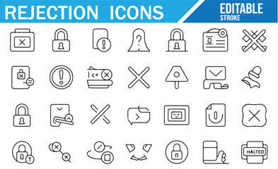 Editable icons for security issues, access denial, and prohibited actions.