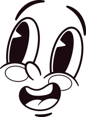 Amazed retro face caricature vector illustration