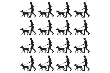 Naklejka premium Pet Walking Silhouette Human and Dog for Cricut & Design