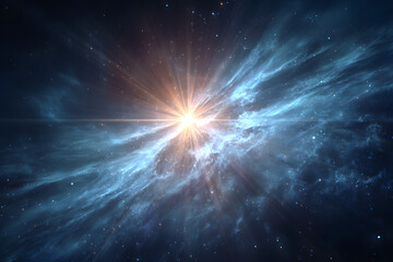 abstract light blue background. Lens flare