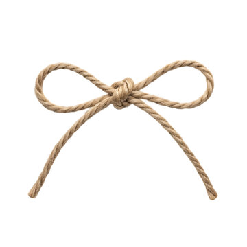Rustic twine bow tied knot isolated on transparent background