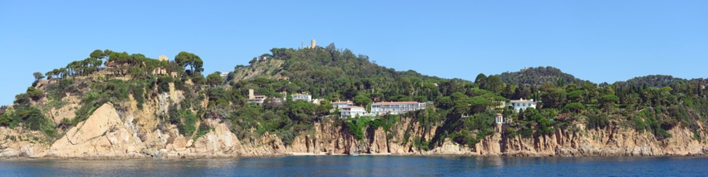 Panorama from Santa Anna cape near Blanes towards Marimurtra garden.