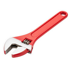 Obraz premium Red adjustable wrench isolated on transparent background perfect for mechanical repairs and construction projects