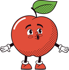 Funny apple whistling character vector illustration