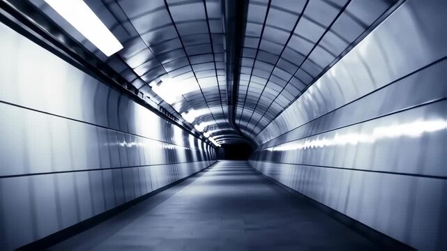 Empty, modern subway tunnel