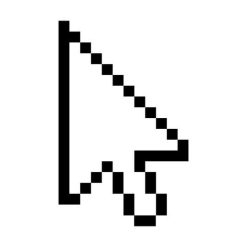 Pixelated computer mouse cursor pointer isolated on transparent background
