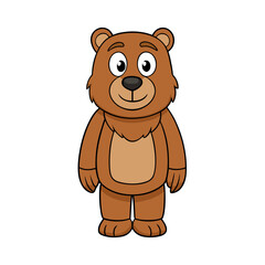 Simple Unique Design Brown Bear Vector Style on White