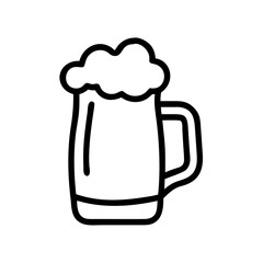 Black and White Outline Beer Mug Icon for Pub, Brewery, and Nightlife Designs
