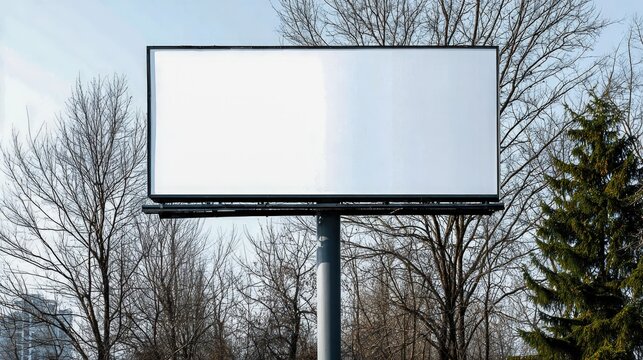 Blank Billboard Against Sky Ready for Advertising Display and Commercial Promotion in Outdoor Space