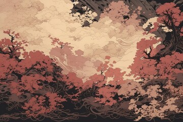 Japanese cloud pattern plant art.