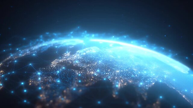 global startup network concept, connected nodes glowing across map of Earth, symbolizing worldwide innovation