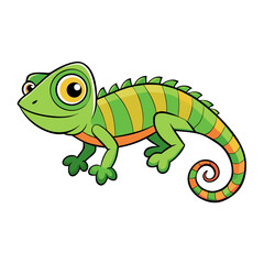 Fototapeta premium Simple Unique Design Chameleon Vector Style on White