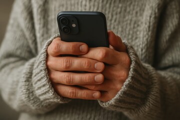 Holding a smartphone in hands, symbolizing our interconnected world