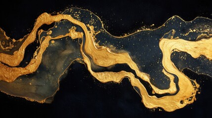 gold liquid abstract art swirls