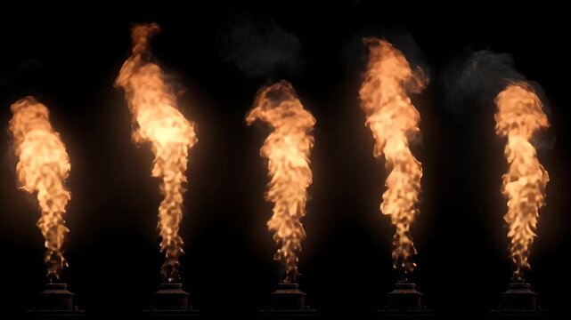 fire shape, wide torch flame flickering upward with natural variations and golden glow