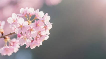 Cherry blossom flowers close up with soft bokeh