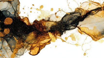 black gold ink abstract art