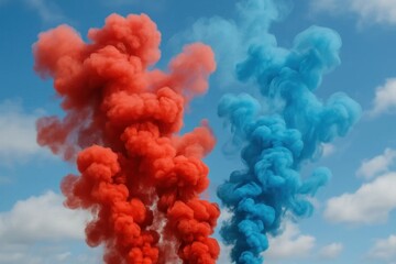 A Symphony of Red and Blue Smoke