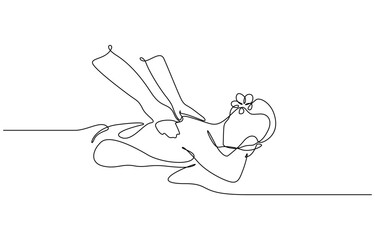 Continuous one line drawing of relaxing massage trendy minimalist illustration. Vector EPS 10