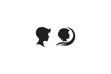 silhouette of a man with a head logo design