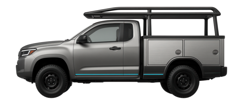 Light-duty pickup truck with utility bed and over-cab rack system