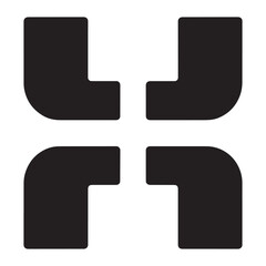 Four black rounded corner squares arranged in a plus sign shape abstract background