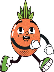Cheerful pineapple mascot running fast