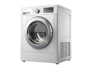 Modern white frontload washing machine isolated on transparent background