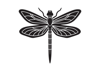 Dragonfly Silhouette Vector Illustration Isolated on White Background.