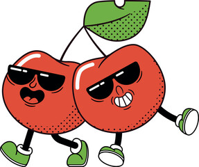 Cool cherry fruit kawai characters
