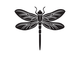 Dragonfly Silhouette Vector Illustration Isolated on White Background.