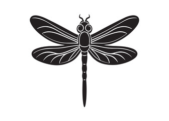Dragonfly Silhouette Icon for Wildlife Graphic Projects.