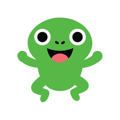 Obraz premium Happy frog jumping up and down with cheerful lively energy Vector illustration