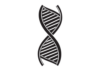 Genetic DNA Strand Silhouette Icon Vector Isolated on White Background.