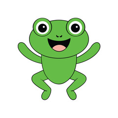 Obraz premium Frog leaping joyfully up and down in a happy animated style Vector illustration