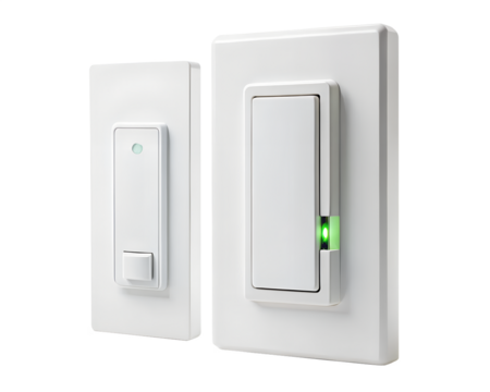 Modern light dimmer switch and control isolated on transparent background