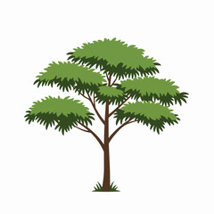 Obraz premium Vibrant green cartoon tree isolated on a clean white background, ideal for illustrations and digital designs.